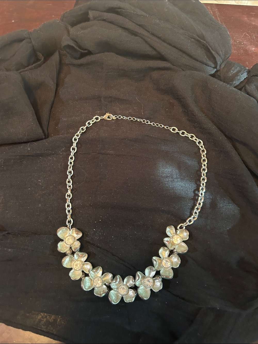 Charming Charlie Silver Floral Collar Necklace